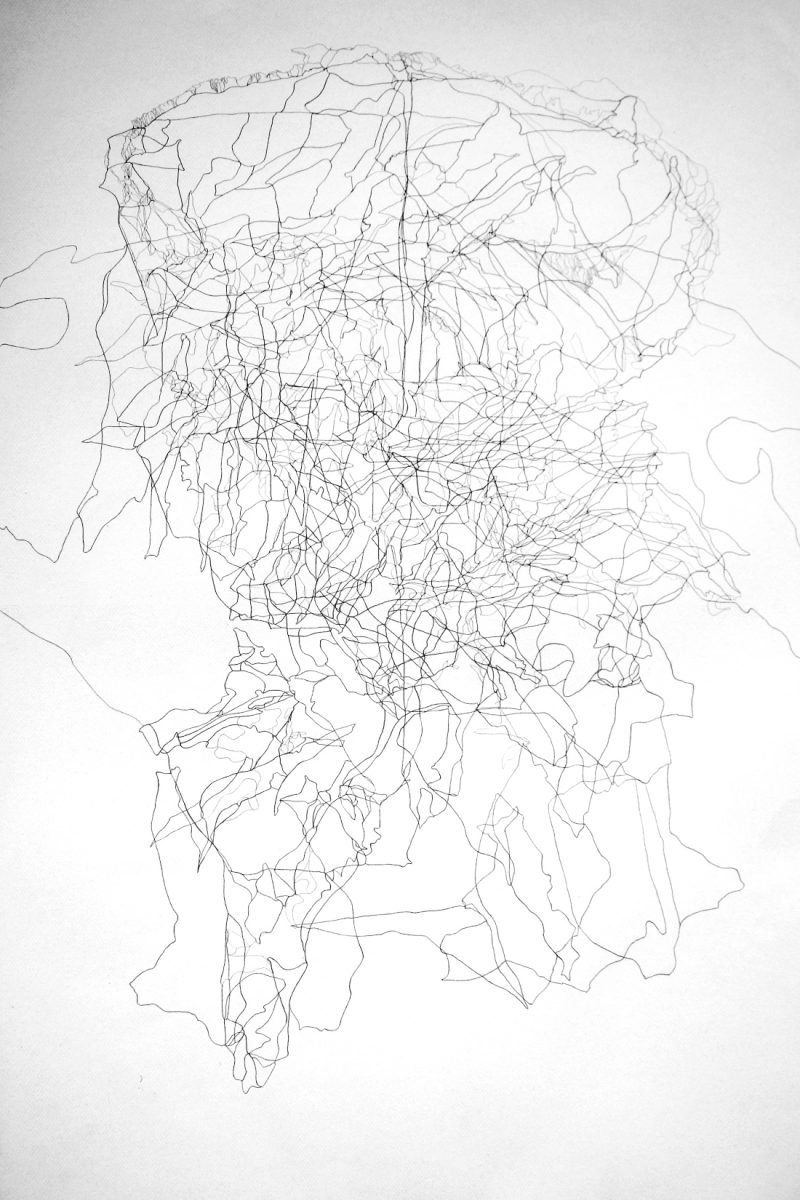 Doa Aly, Drawing #126, 2018, Pencil on cotton paper, 95 x 60 cm. Art Jameel Collection. Photo courtesy of the artist and The Gypsum Gallery.