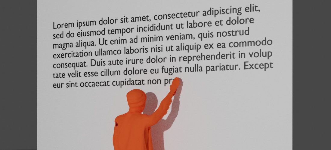 Performance: lorem ipsum 9-to-5, by Andres Ugartechea
